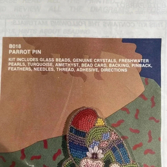 ANN BENSON NEW SEALED PARROT PIN KIT B018, BEADS CRYSTALS TURQUIOSE AMETHYST - Picture 6 of 12